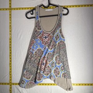 Chris & Carol Womens Medium Knit Boho Tank Tunic Asymmetrical Hem Rayon USA Made